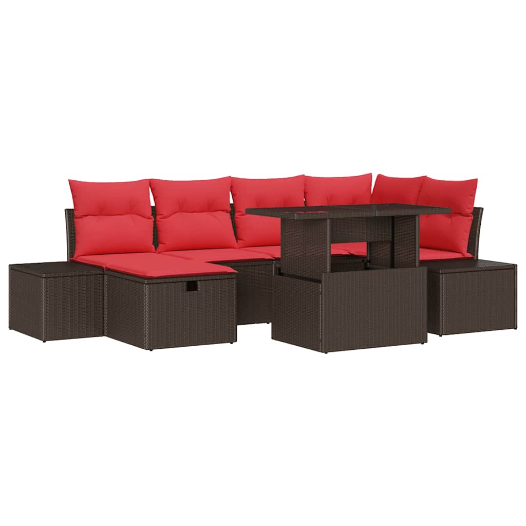 Tuin Sofa Set met kussen met opslag 7 pcs poly rattan is nu te koop bij PeponiXL, paradijselijk wonen!