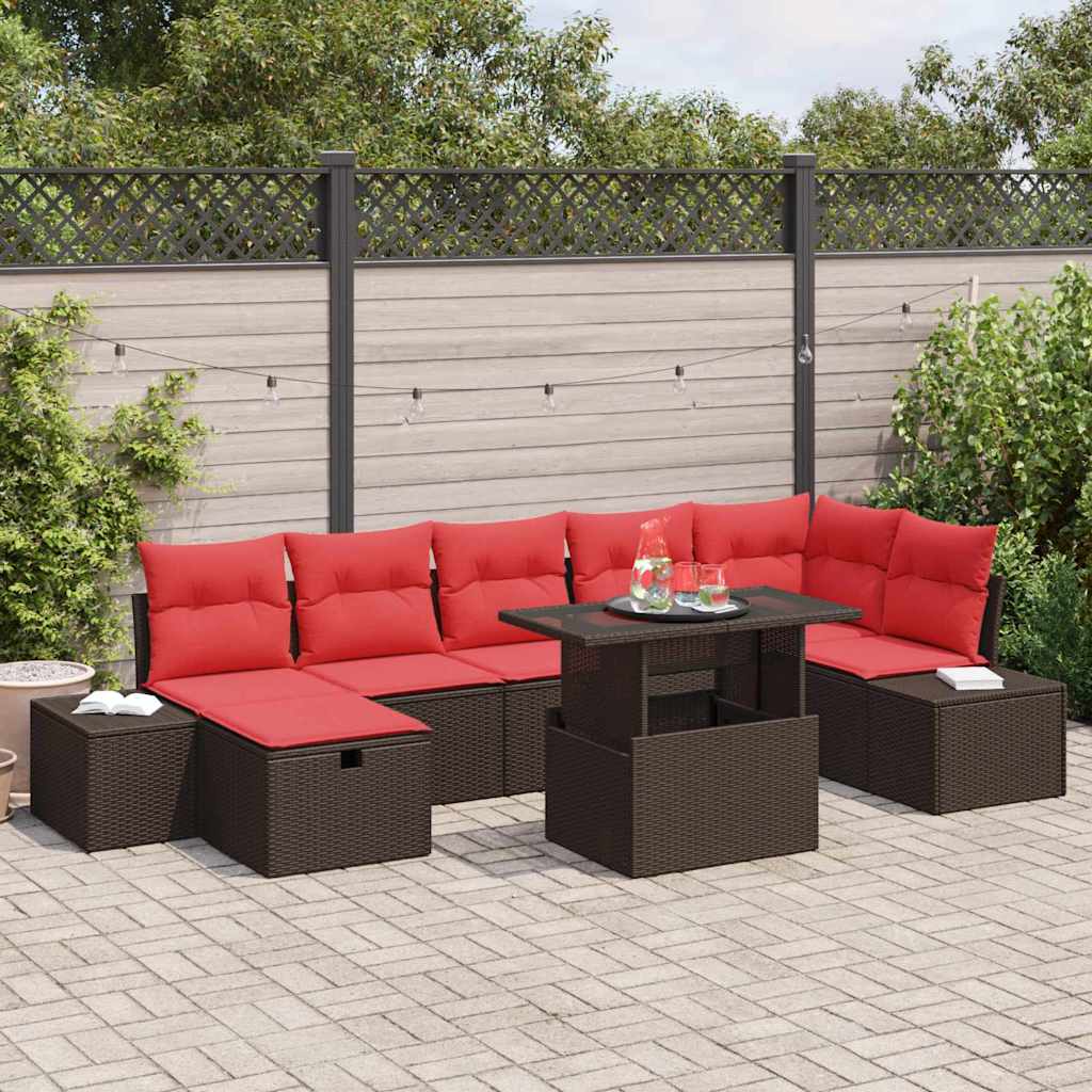 Tuin Sofa Set met kussen met opslag 8 pcs poly rattan is nu te koop bij PeponiXL, paradijselijk wonen!