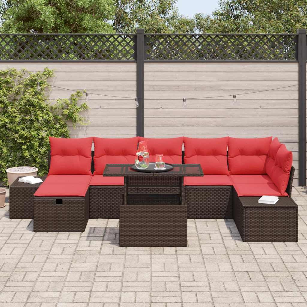 Tuin Sofa Set met kussen met opslag 8 pcs poly rattan is nu te koop bij PeponiXL, paradijselijk wonen!