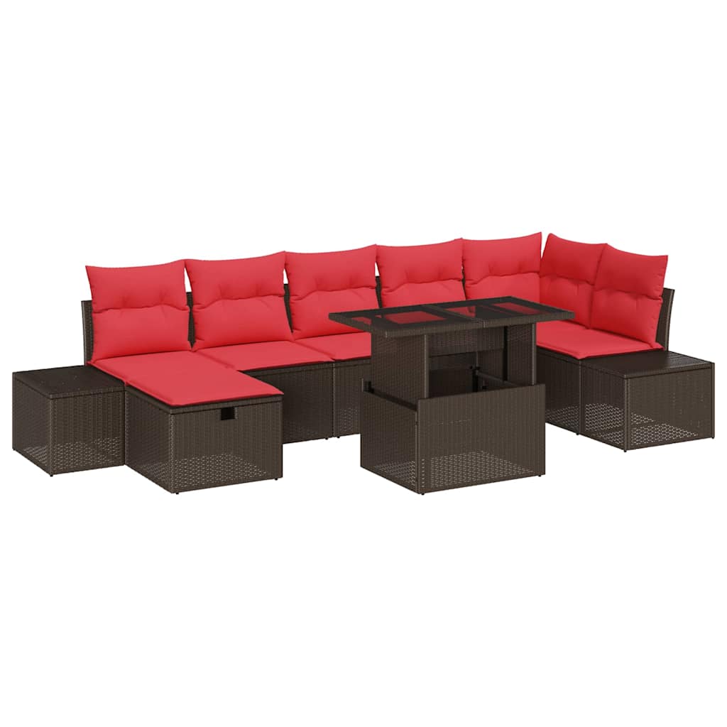 Tuin Sofa Set met kussen met opslag 8 pcs poly rattan is nu te koop bij PeponiXL, paradijselijk wonen!