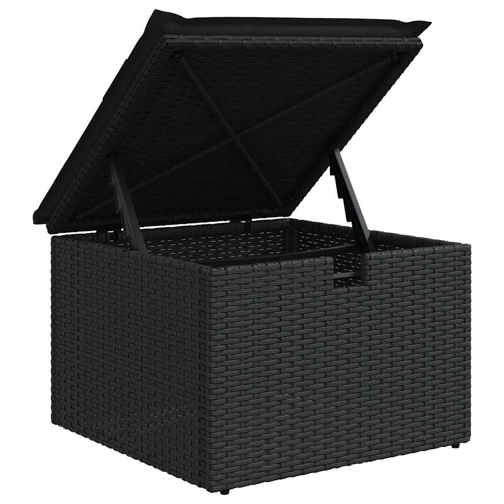 Tuinbankenset met kussen met opslag 7 pcs Zwart poly rattan is nu te koop bij PeponiXL, paradijselijk wonen!