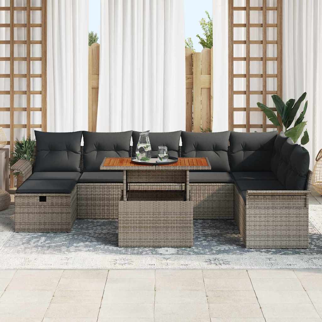 Tuinbankenset met kussen met opslag 9 pcs Grijs poly rattan is nu te koop bij PeponiXL, paradijselijk wonen!
