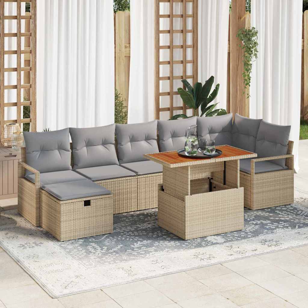 Tuinbankenset 8 st Beige poly rattan