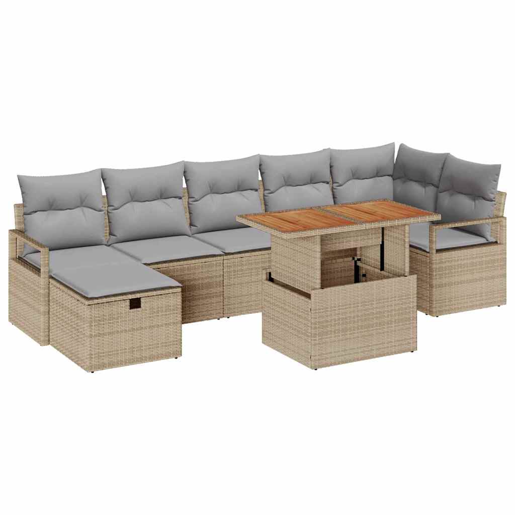 Tuinbankenset 8 st Beige poly rattan