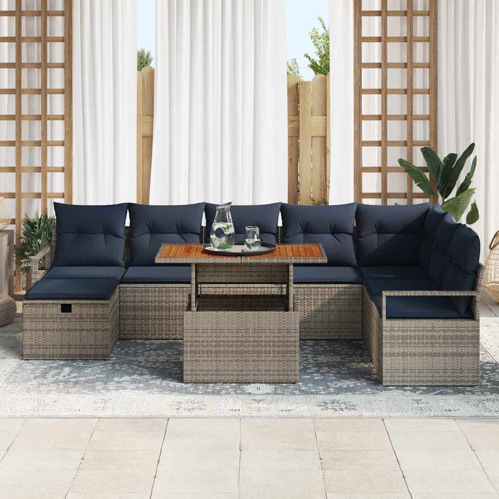 Tuinbankenset met kussen met opslag 9 pcs Grijs poly rattan is nu te koop bij PeponiXL, paradijselijk wonen!