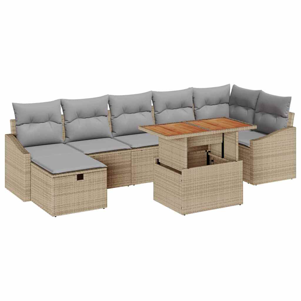 Tuinbankenset 8 st Beige poly rattan