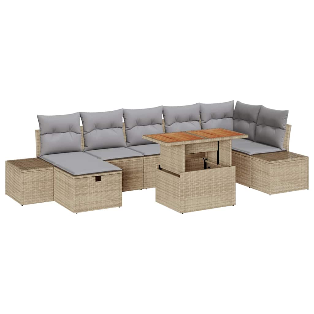Tuinbankenset 8 st Beige poly rattan