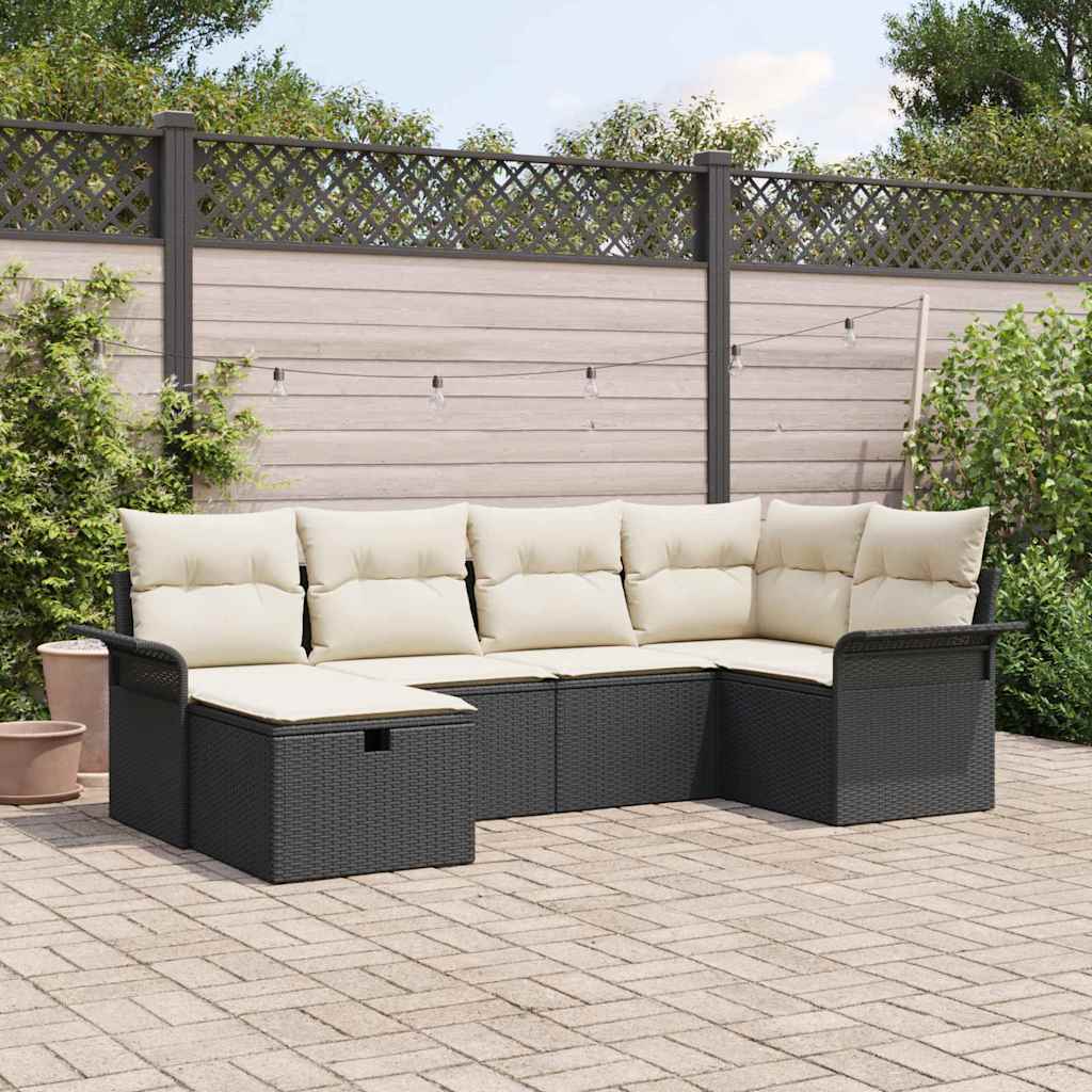 Tuin Sofa Set met kussen met opslag 6 pcs Poly riet is nu te koop bij PeponiXL, paradijselijk wonen!