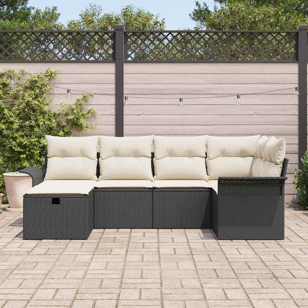 Tuin Sofa Set met kussen met opslag 6 pcs Poly riet is nu te koop bij PeponiXL, paradijselijk wonen!