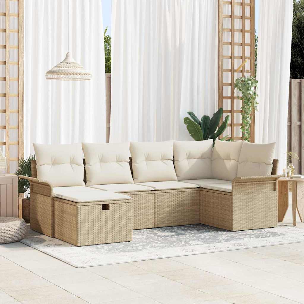 Tuin Sofa Set met kussen met opslag 6 pcs Poly riet is nu te koop bij PeponiXL, paradijselijk wonen!
