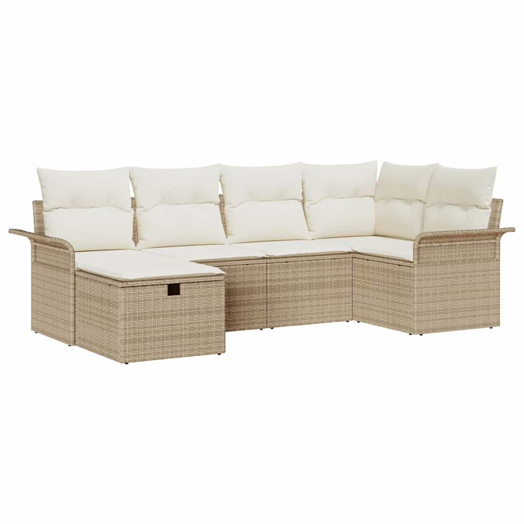 Tuin Sofa Set met kussen met opslag 6 pcs Poly riet is nu te koop bij PeponiXL, paradijselijk wonen!