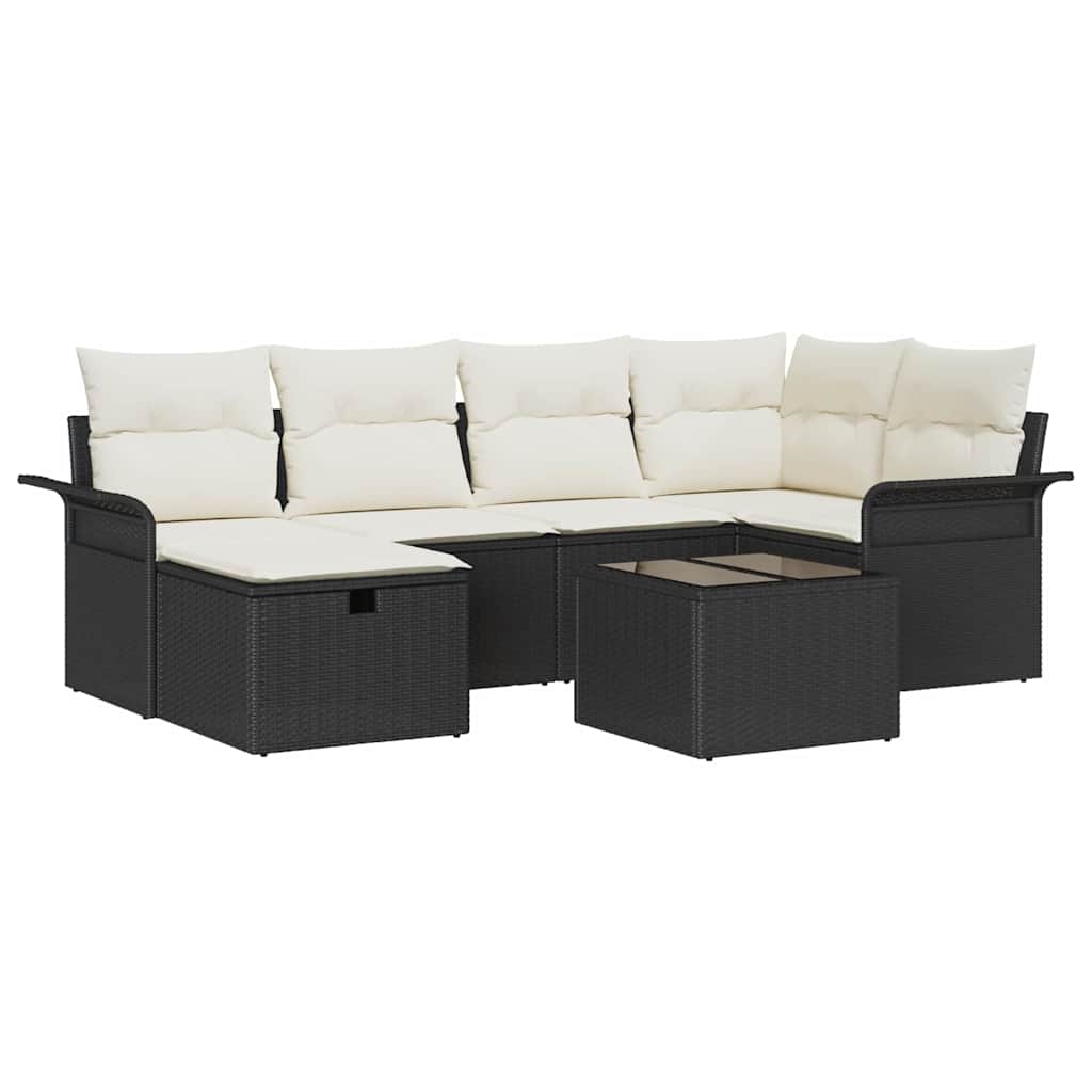 Tuin Sofa Set met kussen met opslag 7 pcs Poly riet is nu te koop bij PeponiXL, paradijselijk wonen!