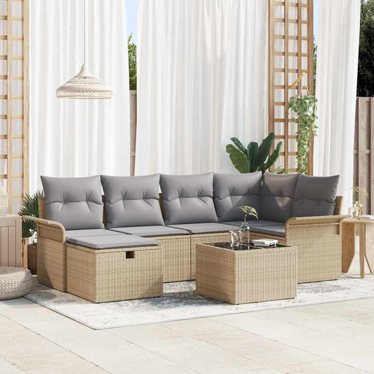 Tuin Sofa Set 7 st Poly riet is nu te koop bij PeponiXL, paradijselijk wonen!