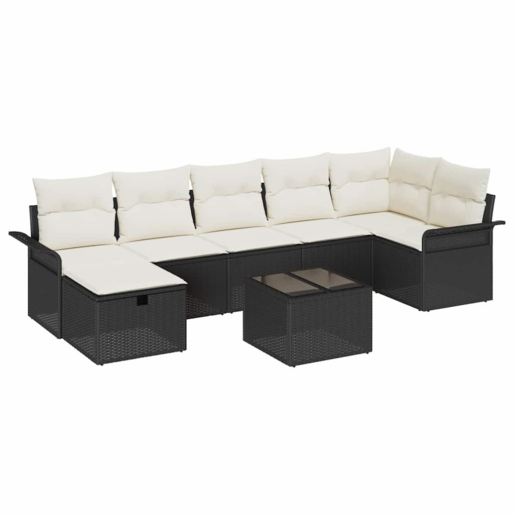 Tuin Sofa Set met kussen met opslag 8 pcs Zwart Poly riet is nu te koop bij PeponiXL, paradijselijk wonen!
