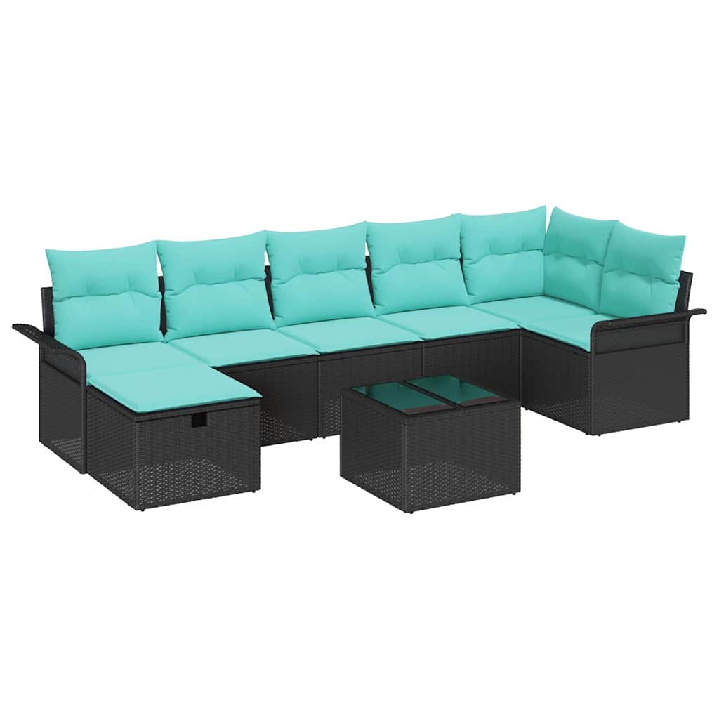 Tuin Sofa Set met kussen met opslag 8 pcs Zwart Poly riet is nu te koop bij PeponiXL, paradijselijk wonen!
