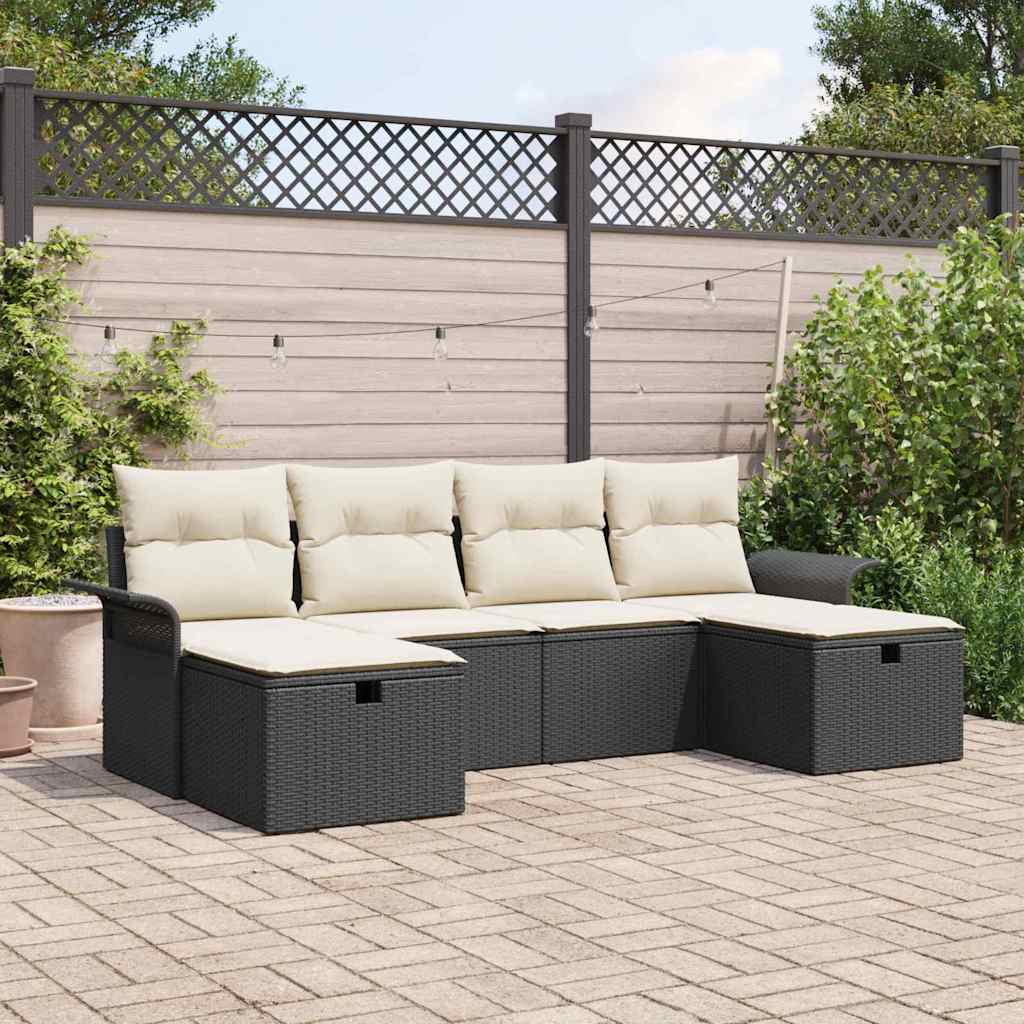 Tuin Sofa Set met kussen met opslag 6 pcs Poly riet is nu te koop bij PeponiXL, paradijselijk wonen!