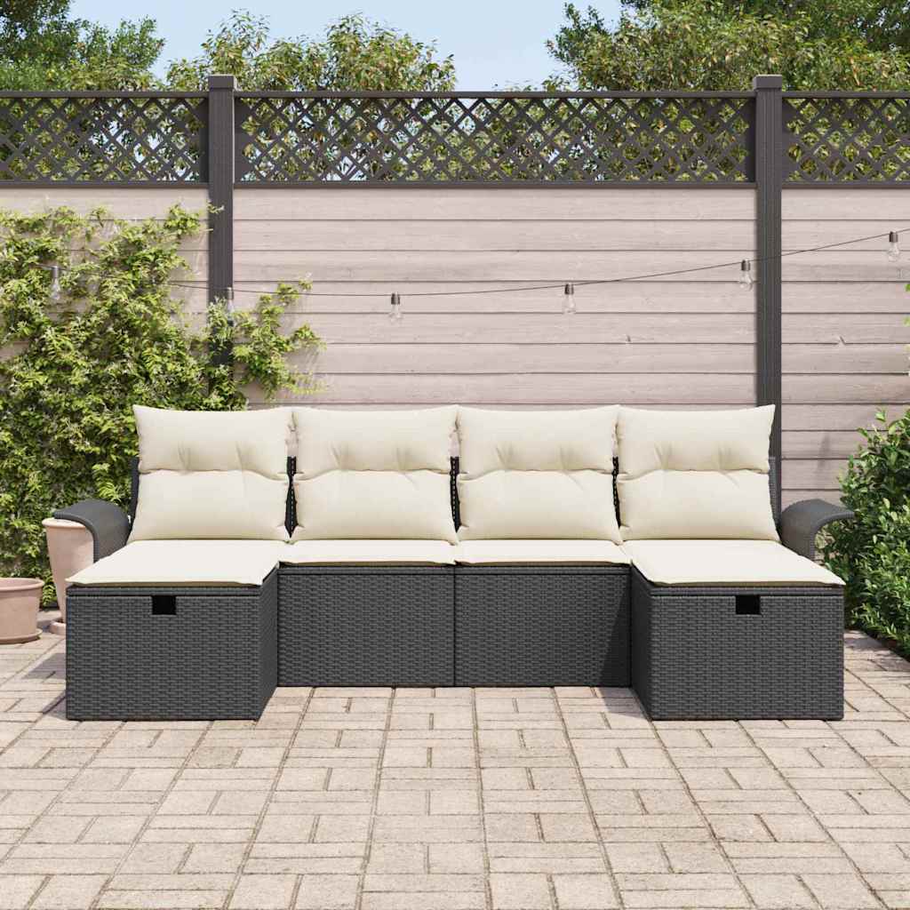 Tuin Sofa Set met kussen met opslag 6 pcs Poly riet is nu te koop bij PeponiXL, paradijselijk wonen!