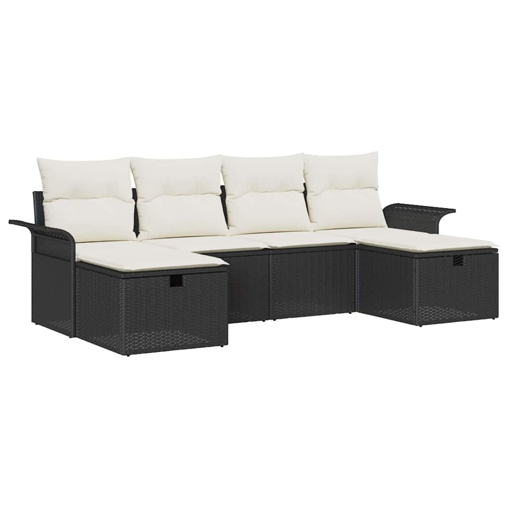 Tuin Sofa Set met kussen met opslag 6 pcs Poly riet is nu te koop bij PeponiXL, paradijselijk wonen!