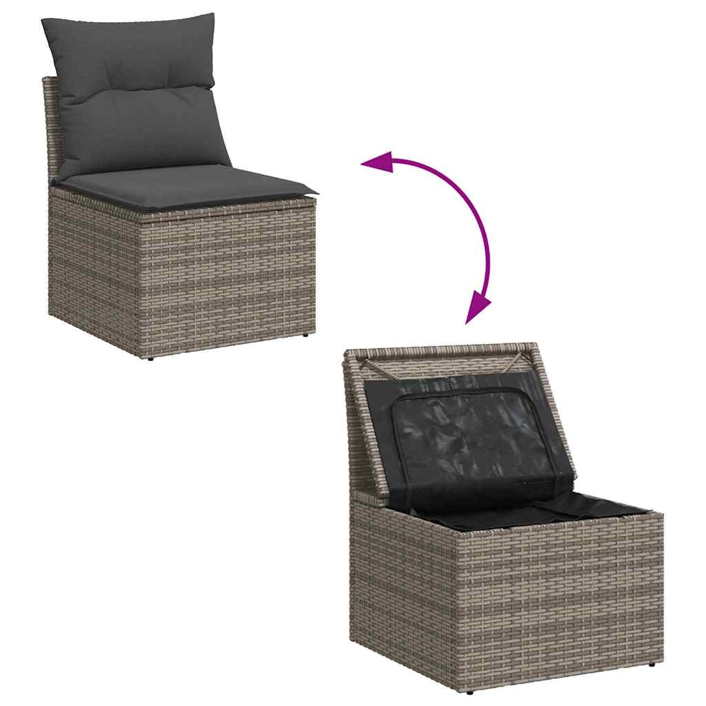 Tuin Sofa Set met kussen met opslag 6 pcs Grijs Poly riet is nu te koop bij PeponiXL, paradijselijk wonen!