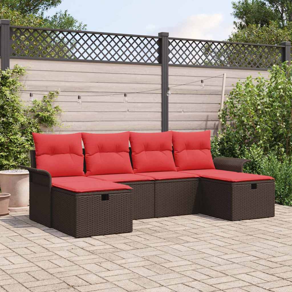 Tuin Sofa Set met kussen met opslag 6 pcs Poly riet is nu te koop bij PeponiXL, paradijselijk wonen!