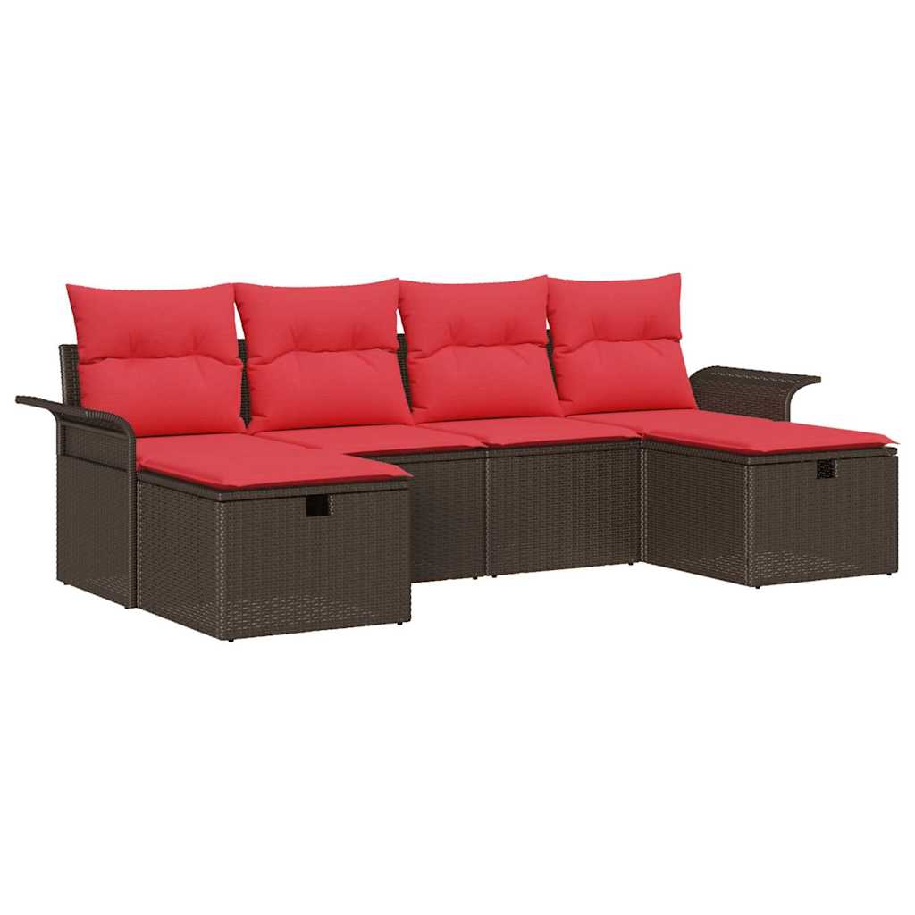 Tuin Sofa Set met kussen met opslag 6 pcs Poly riet is nu te koop bij PeponiXL, paradijselijk wonen!