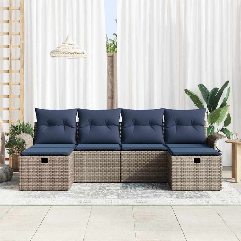 Tuin Sofa Set met kussen met opslag 6 pcs Poly riet is nu te koop bij PeponiXL, paradijselijk wonen!