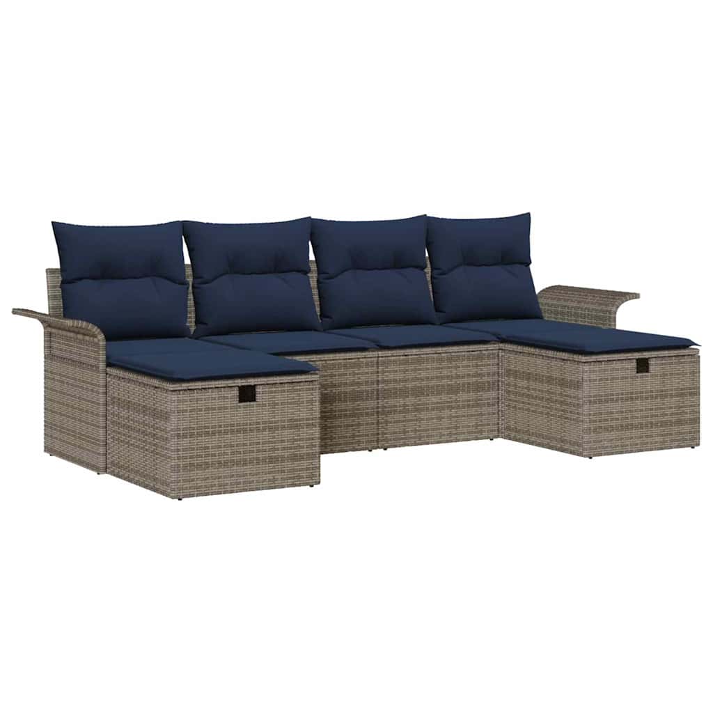 Tuin Sofa Set met kussen met opslag 6 pcs Poly riet is nu te koop bij PeponiXL, paradijselijk wonen!