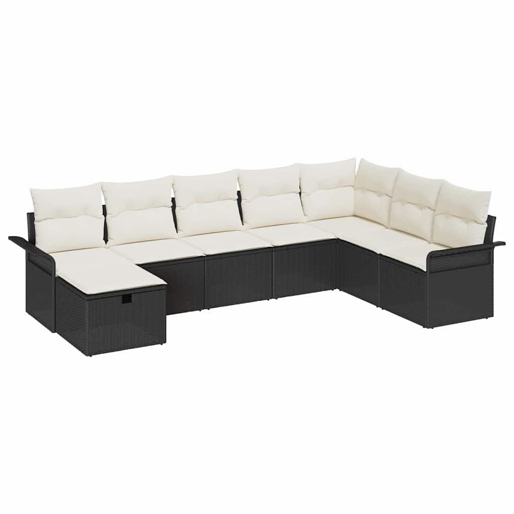 Tuin Sofa Set met kussen met opslag 8 pcs Zwart Poly riet is nu te koop bij PeponiXL, paradijselijk wonen!
