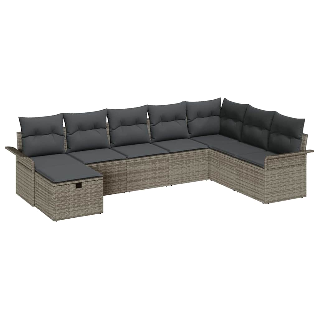 Tuin Sofa Set met kussen met opslag 8 pcs Grijs Poly riet is nu te koop bij PeponiXL, paradijselijk wonen!