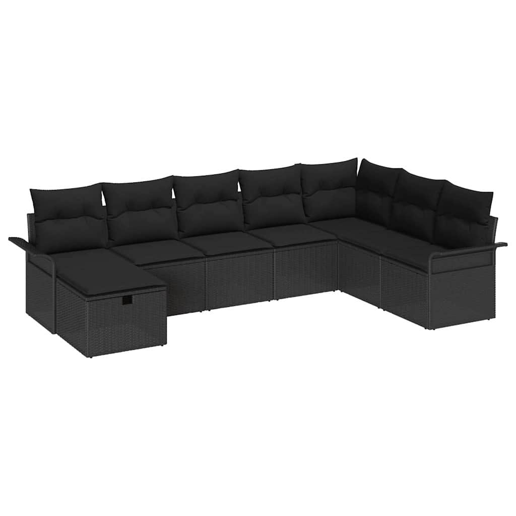 Tuin Sofa Set met kussen met opslag 8 pcs Zwart Poly riet is nu te koop bij PeponiXL, paradijselijk wonen!