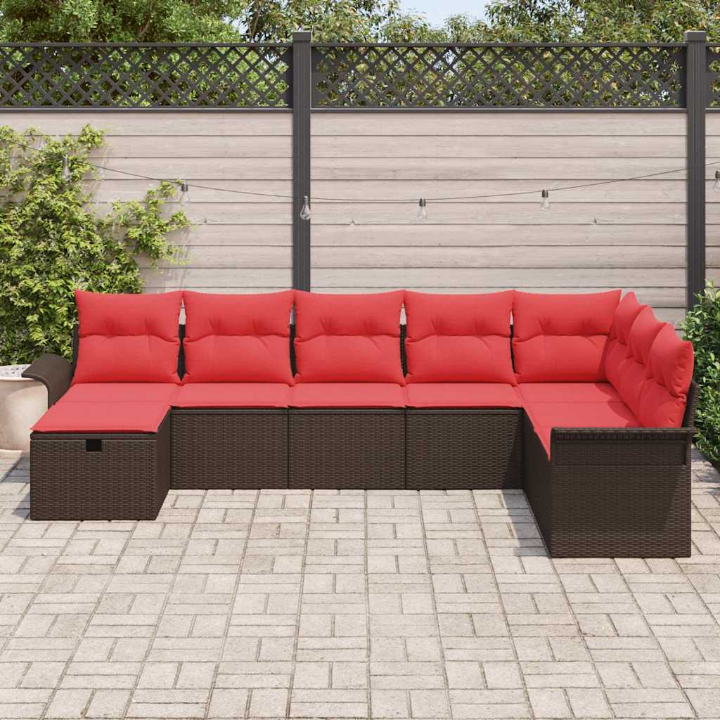 Tuin Sofa Set met kussen met opslag 8 pcs Poly riet is nu te koop bij PeponiXL, paradijselijk wonen!