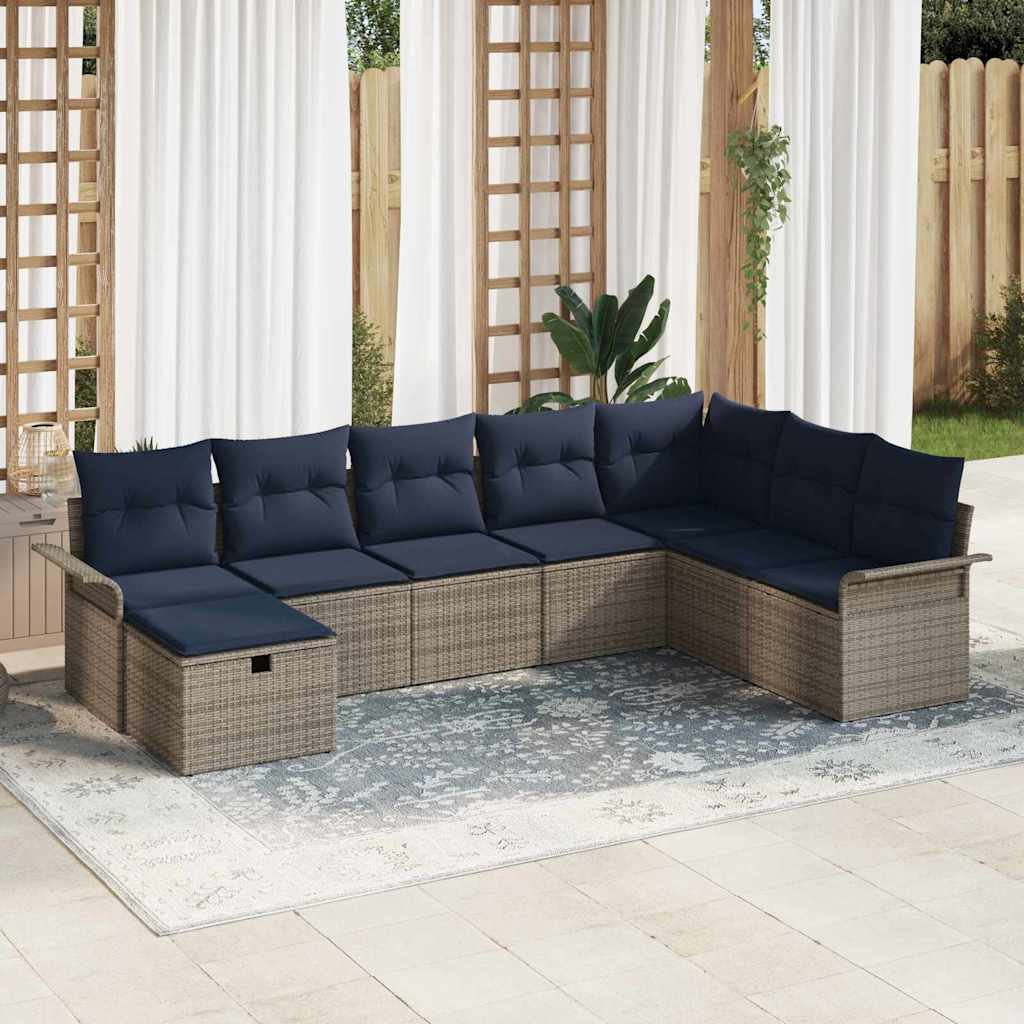 Tuin Sofa Set met kussen met opslag 8 pcs Poly riet is nu te koop bij PeponiXL, paradijselijk wonen!