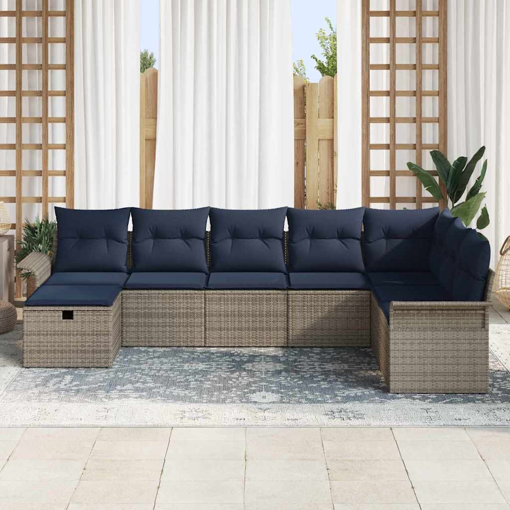 Tuin Sofa Set met kussen met opslag 8 pcs Poly riet is nu te koop bij PeponiXL, paradijselijk wonen!