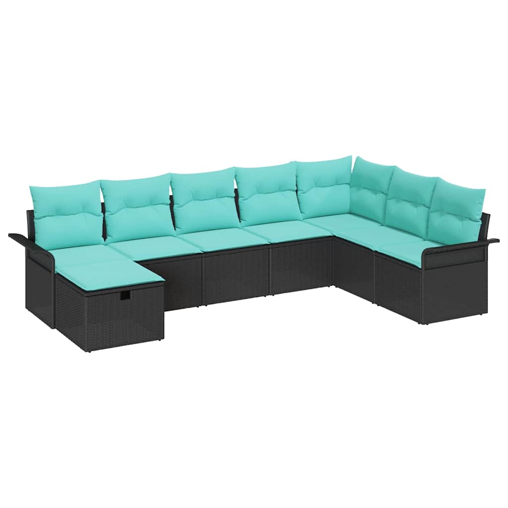 Tuin Sofa Set met kussen met opslag 8 pcs Zwart Poly riet is nu te koop bij PeponiXL, paradijselijk wonen!