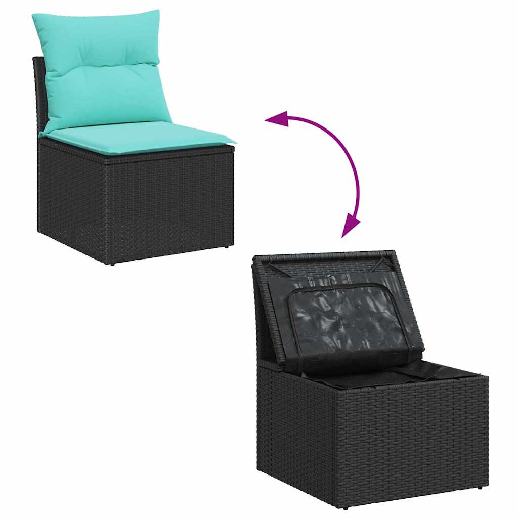 Tuin Sofa Set met kussen met opslag 8 pcs Zwart Poly riet is nu te koop bij PeponiXL, paradijselijk wonen!