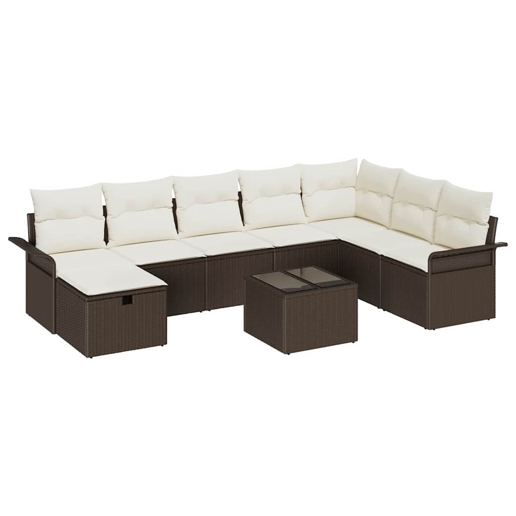 Tuin Sofa Set met kussen met opslag 9 pcs Bruin Poly riet