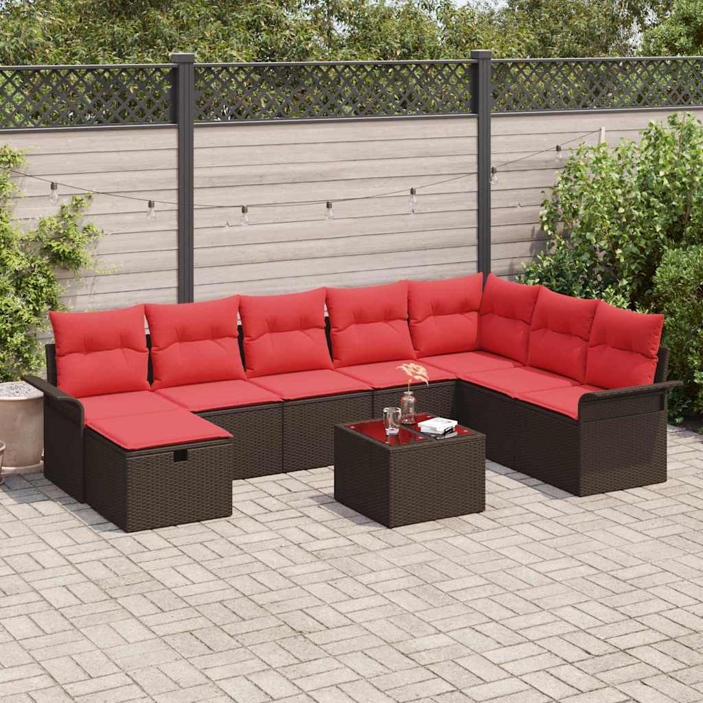 Tuin Sofa Set met kussen met opslag 9 pcs Poly riet is nu te koop bij PeponiXL, paradijselijk wonen!
