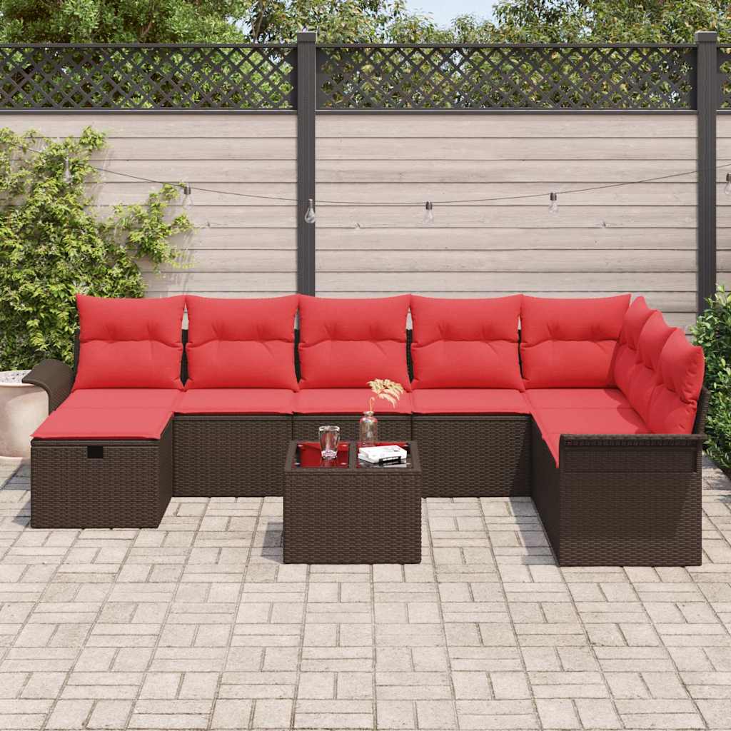Tuin Sofa Set met kussen met opslag 9 pcs Poly riet is nu te koop bij PeponiXL, paradijselijk wonen!