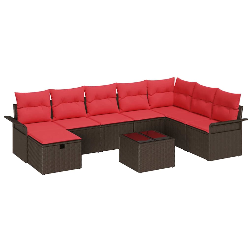 Tuin Sofa Set met kussen met opslag 9 pcs Poly riet is nu te koop bij PeponiXL, paradijselijk wonen!