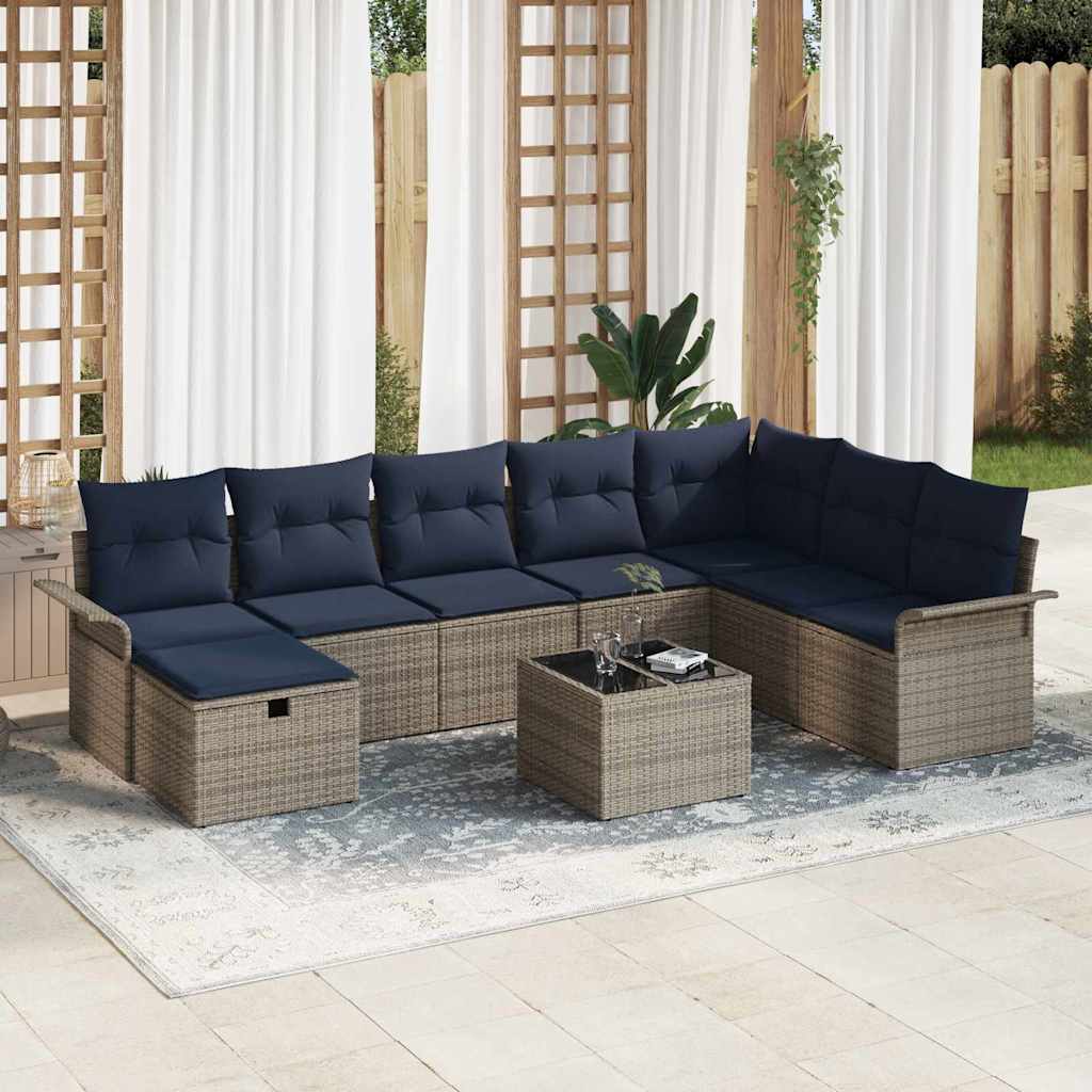 Tuin Sofa Set met kussen met opslag 9 pcs Poly riet is nu te koop bij PeponiXL, paradijselijk wonen!
