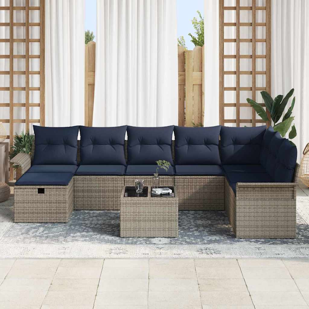 Tuin Sofa Set met kussen met opslag 9 pcs Poly riet is nu te koop bij PeponiXL, paradijselijk wonen!