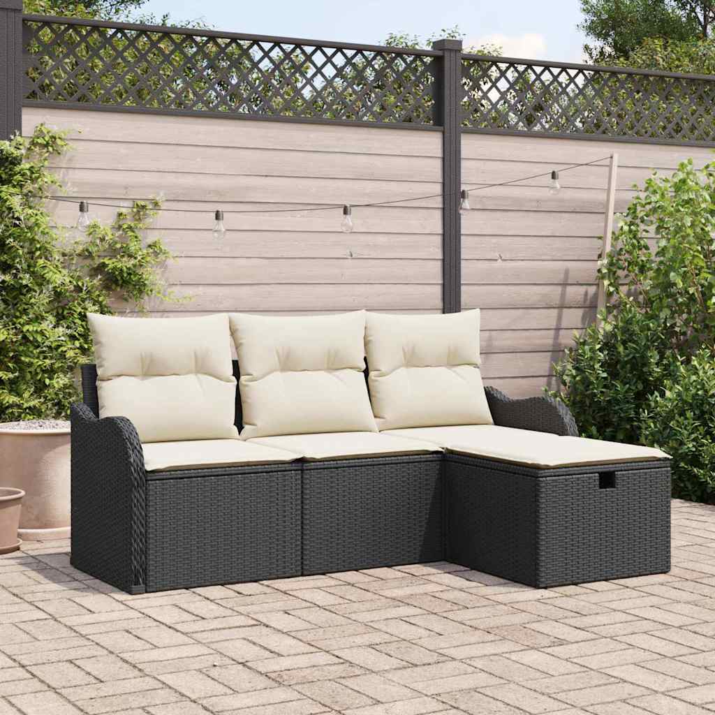 Tuin Sofa Set met kussen met opslag 4 pcs Poly riet is nu te koop bij PeponiXL, paradijselijk wonen!