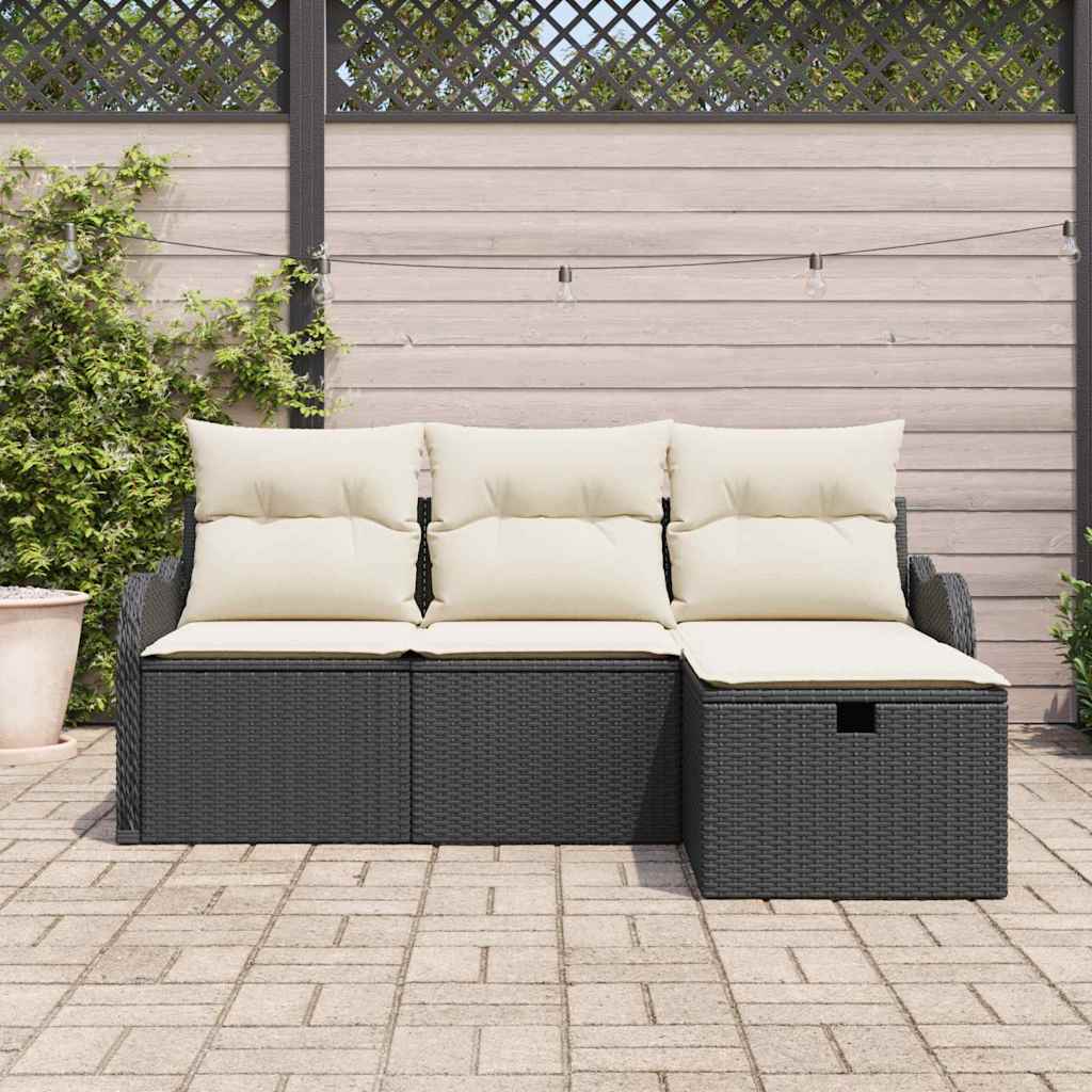 Tuin Sofa Set met kussen met opslag 4 pcs Poly riet is nu te koop bij PeponiXL, paradijselijk wonen!