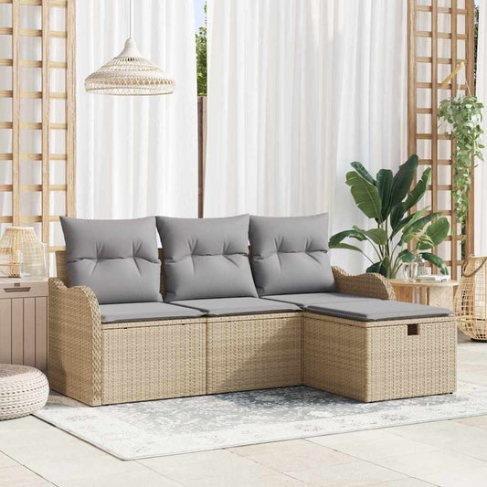 Tuin Sofa Set 4 st Poly riet is nu te koop bij PeponiXL, paradijselijk wonen!