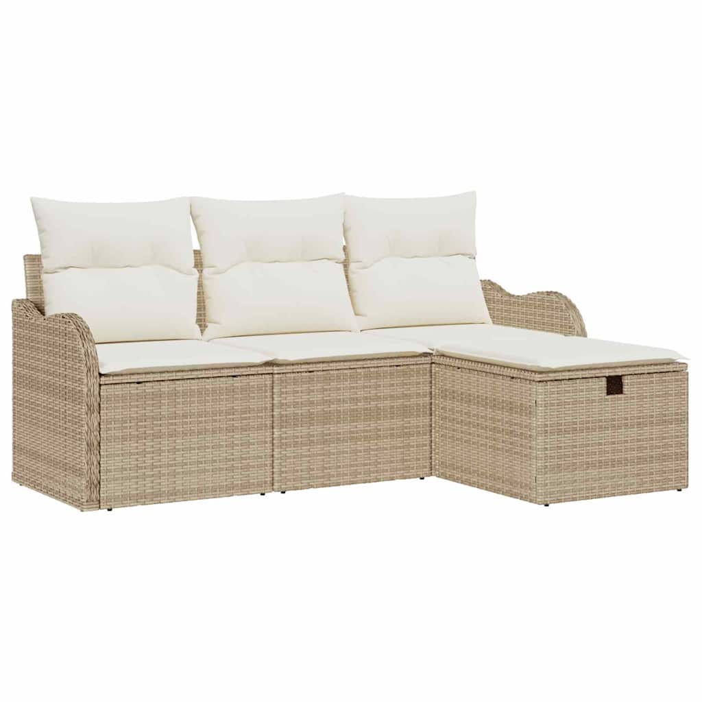 Tuin Sofa Set met kussen met opslag 4 pcs Poly riet is nu te koop bij PeponiXL, paradijselijk wonen!