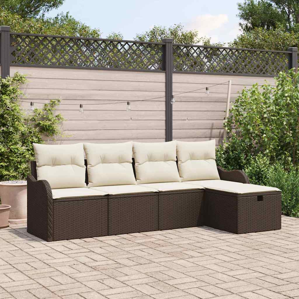 Tuin Sofa Set met kussen met opslag 5 pcs Bruin Poly riet