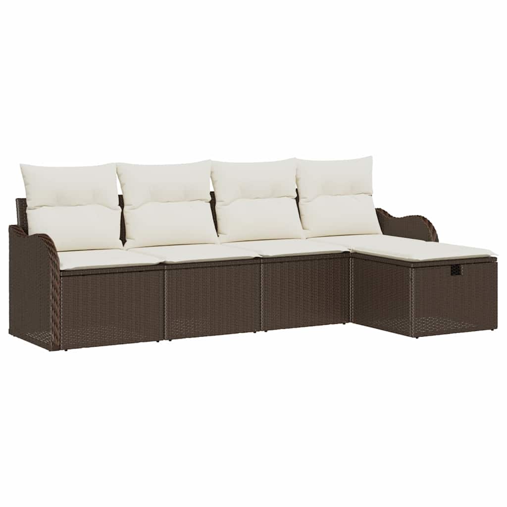 Tuin Sofa Set met kussen met opslag 5 pcs Bruin Poly riet