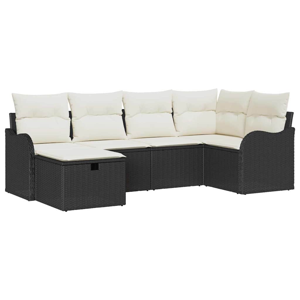 Tuin Sofa Set met kussen met opslag 6 pcs Zwart Poly riet is nu te koop bij PeponiXL, paradijselijk wonen!