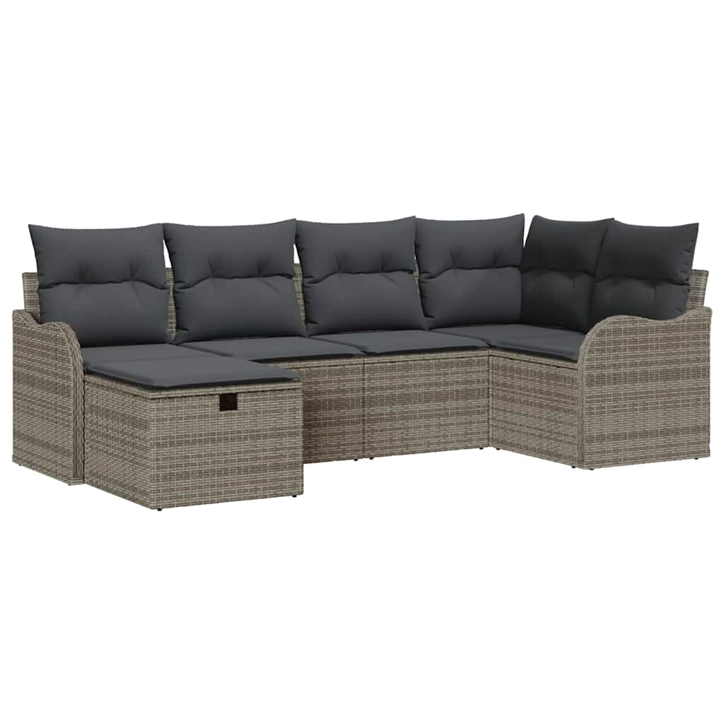 Tuin Sofa Set met kussen met opslag 6 pcs Grijs Poly riet is nu te koop bij PeponiXL, paradijselijk wonen!
