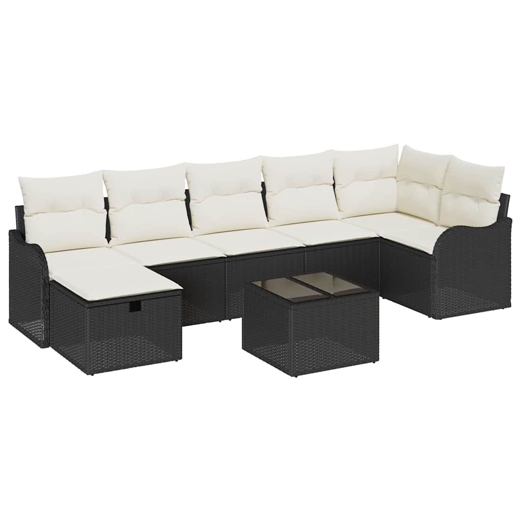 Tuin Sofa Set met kussen met opslag 8 pcs Zwart Poly riet is nu te koop bij PeponiXL, paradijselijk wonen!